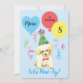 誕生日パーティーバルーン玩具プードル 招待状 (正面)