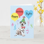 誕生日パーティーバルーンDalmatianカード カード (黄色い花)