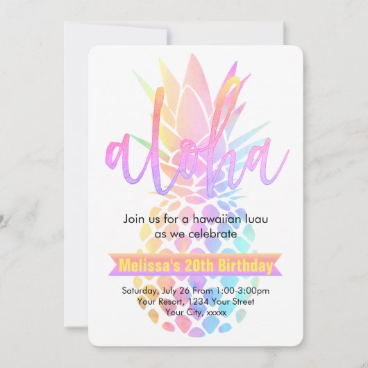 誕生日パーティーパイナップル 招待状 (正面)