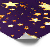 誕生日パーティーパープル金ゴールドスター歓迎 ポスター (角)