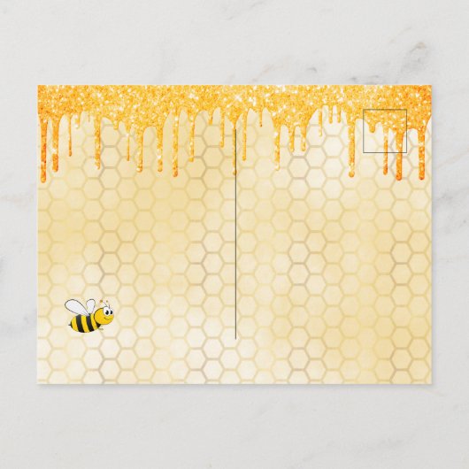 誕生日パーティービーズヒマワリグリッター招待 ポストカード (裏面)