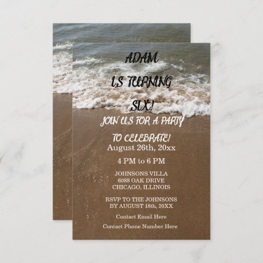 誕生日パーティービーチ航海の海カスタム時代 招待状 (正面/裏面)