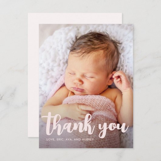 誕生日パーティーピンクありがとうスクリプト全写真 ポストカード (正面/裏面)