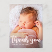 誕生日パーティーピンクありがとうスクリプト全写真 ポストカード (正面)