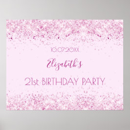 誕生日パーティーピンクのウェルカムサイン ポスター