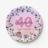誕生日パーティーピンクのブルーベルフラワーティーパーティー ペーパープレート (正面)