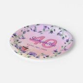 誕生日パーティーピンクのブルーベルフラワーティーパーティー ペーパープレート (アングル)