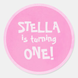 誕生日パーティーピンクカスタム ラウンドシール