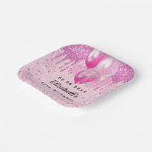 誕生日パーティーピンクグリッターバルーン女の子 ペーパープレート (傾斜あり)