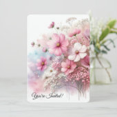 誕生日パーティーピンクコスモス 招待状 (スタンド正面)