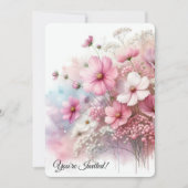 誕生日パーティーピンクコスモス 招待状 (正面)