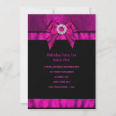 誕生日パーティーピンクジュエルボウイメージ 招待状 (裏面)