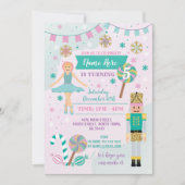 誕生日パーティーピンクナツクラッカークリスマスバレエ 招待状 (正面)