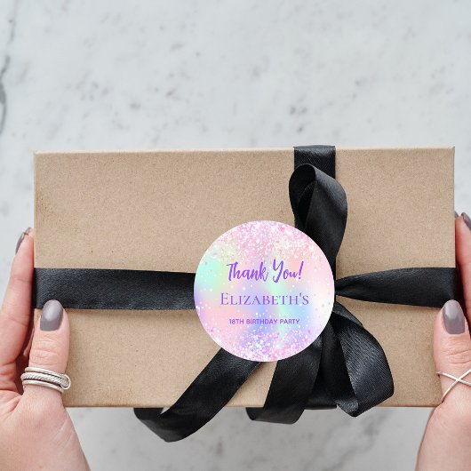 誕生日パーティーピンクパープルありがとう ラウンドシール