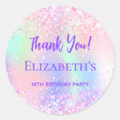 誕生日パーティーピンクパープルありがとう ラウンドシール (正面)