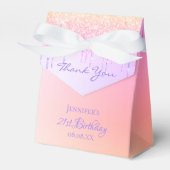 誕生日パーティーピンクパープルグリッター感謝していユー フェイバーボックス (正面サイド)
