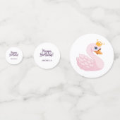 誕生日パーティーピンクパープルプリンセスススワンの女の子 コンフェッティ (正面)