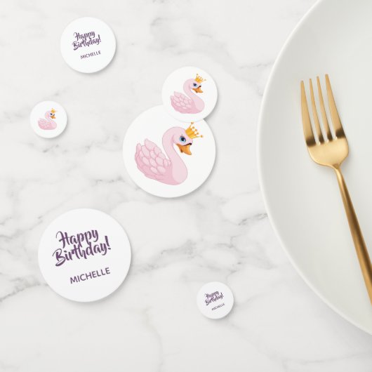 誕生日パーティーピンクパープルプリンセスススワンの女の子 コンフェッティ (グループ)