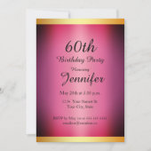 誕生日パーティーピンク金ゴールド 招待状 (正面)