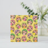 誕生日パーティーフクロウレインボーパターン招待状 招待状 (スタンド正面)