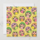 誕生日パーティーフクロウレインボーパターン招待状 招待状 (正面)