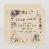 誕生日パーティーフローラガーランドCC1057 招待状 (正面/裏面)