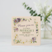 誕生日パーティーフローラガーランドCC1057 招待状 (スタンド正面)