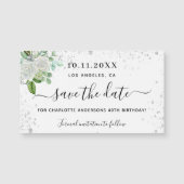 誕生日パーティーフローラホワイトデイトマグネットを保存 (正面)