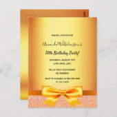 誕生日パーティーブウバラ金ゴールドグラム招待 ポストカード (正面/裏面)