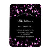 誕生日パーティーブラックピンクスターズ豪華な招待 マグネット (縦)