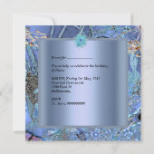 誕生日パーティーブルーバード魅惑 招待状 (裏面)