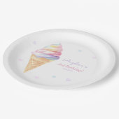 誕生日パーティープレートと甘いアイスクリーム。 ペーパープレート (アングル)