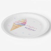 誕生日パーティープレートと甘いアイスクリーム。 ペーパープレート (アングル)