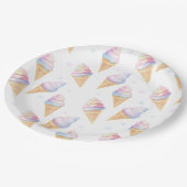 誕生日パーティープレートと甘いアイスクリーム。 ペーパープレート (アングル)