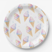 誕生日パーティープレートと甘いアイスクリーム。 ペーパープレート (正面)