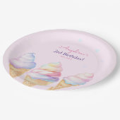 誕生日パーティープレートと甘いアイスクリーム。 ペーパープレート (アングル)