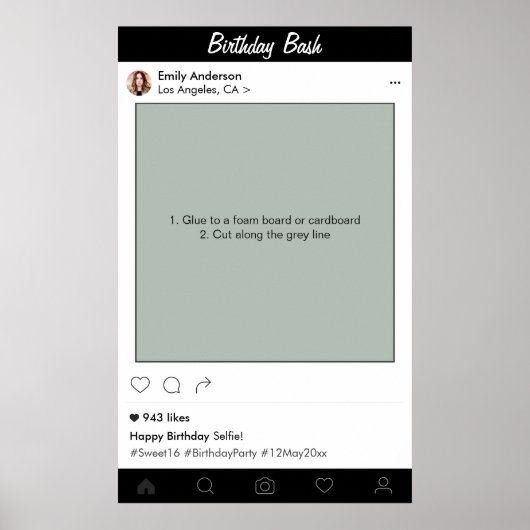 誕生日パーティープロップフォトブースフレーム装飾 ポスター (正面)