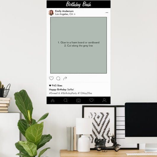 誕生日パーティープロップフォトブースフレーム装飾 ポスター (ホームオフィス)