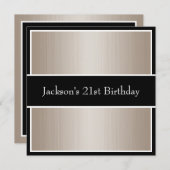 誕生日パーティーベージュ素晴らしズ（白黒） 招待状 (正面/裏面)