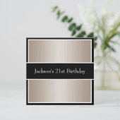 誕生日パーティーベージュ素晴らしズ（白黒） 招待状 (スタンド正面)