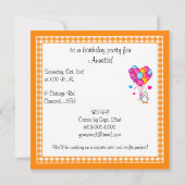 誕生日パーティーペンギンハートバルーンカスタマイズ可能 招待状 (裏面)