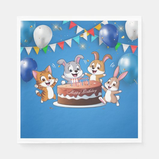 誕生日パーティーペーパーナプキン スタンダードランチョンナプキン (正面)