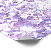 誕生日パーティーホワイトバイオレットラベンダーグリッター名 ポスター (角)