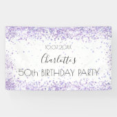 誕生日パーティーホワイトバイオレットラベンダー名 横断幕 (横)