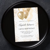 誕生日パーティーホワイト金ゴールドグリッターバルーン 招待状