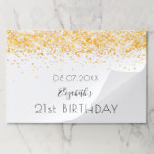 誕生日パーティーホワイト金ゴールドグリッター紙ランチョンマット ペーパーパッド (折り畳み)