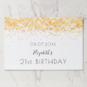 誕生日パーティーホワイト金ゴールドグリッター紙ランチョンマット ペーパーパッド (正面)