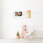 誕生日パーティーホワイト金ゴールドフォトグリッターGLAM 横断幕 (インサイチュ)