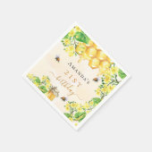 誕生日パーティーミツバチ蜂蜜イエロー花模様夏 スタンダードカクテルナプキン (角)