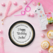 誕生日パーティーモダンブラックホワイトラウンド&金ゴールドラウンド ペーパープレート (パーティー)